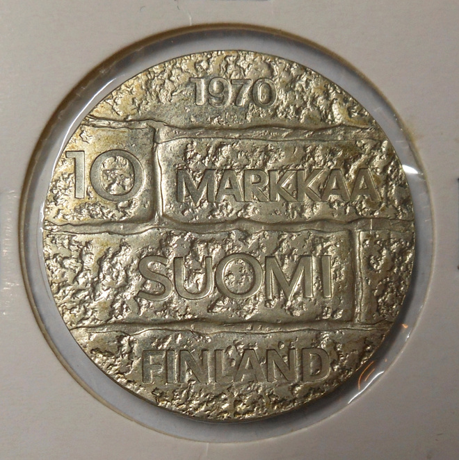 Suomi. 10 Markkaa 1970 "Paasikivi". Hopea 0.500.