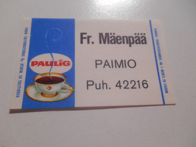 TT Etiketti Paulig Fr.Mäenpää Paimio