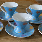YAMASEN FINE PORCELAIN 5x kahvikuppi ja 5x aluslautanen - pikkukuva 2