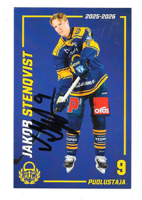2025-26 Lukko Teamissued AUTO #9 Jakob Stenqvist , Ässät