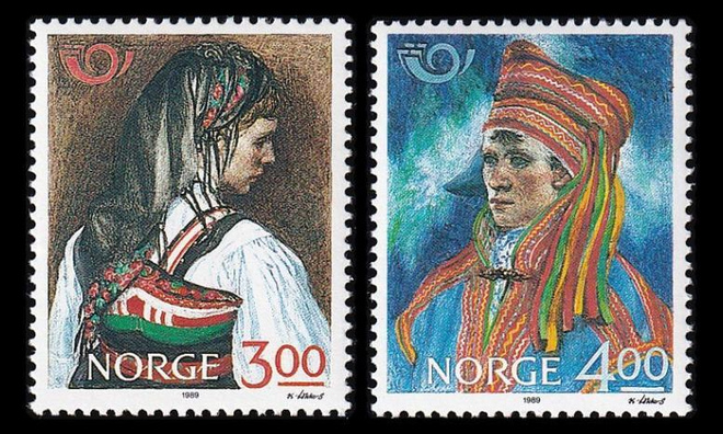 Norja 1017-8 ** Pohjola kansallispukuja (1989)