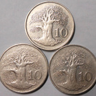 Zimbabwe. 10 cents 1980, 1987, 1991. - pikkukuva 1