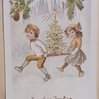 Lapset kantavat joulukuusta,  havuja, käpyjä, p. 1913 - pikkukuva 1