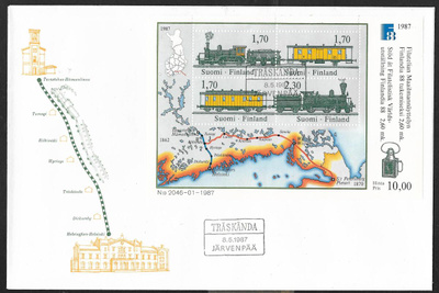 Finlandia 88 1987 FDC (LAPE 1014-1017 ; BL3) Järvenpää