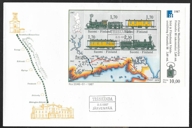 Finlandia 88 1987 FDC (LAPE 1014-1017 ; BL3) Järvenpää