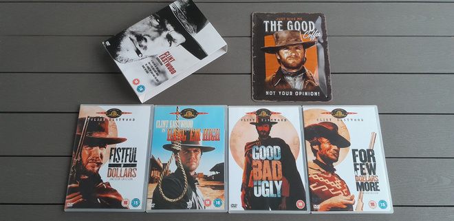 DVD: Clint Eastwood Collection, 4x Leffaa + Peltikyltti!