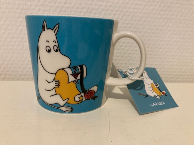 Muumimuki Muumipeikko turkoosi, tarra ja lappu