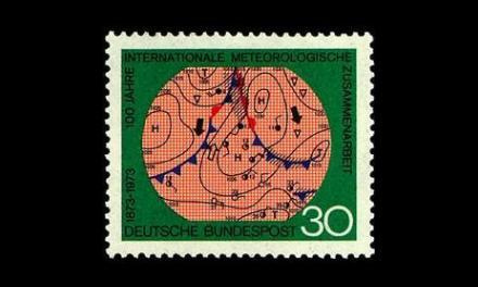 Saksa 760 ** Kans.meteorologinen yhteistyö 100v (1973)