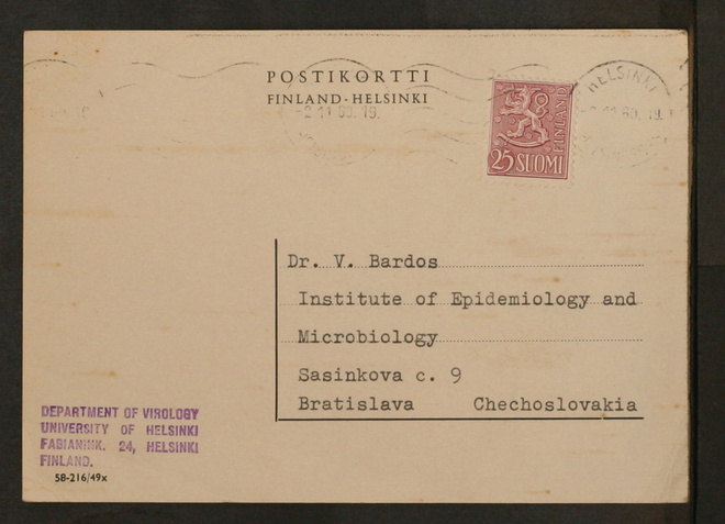 # 23561# Kortti Helsinki > Tsekkoslovakia - 1960