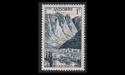 Andorra Fr 142 ** Les Escaldesin kylpylä 1 Fr (1955)