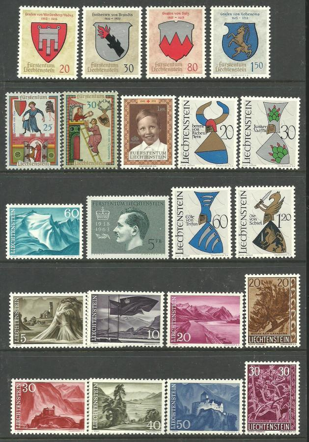 LIECHTENSTEIN postituoreita merkkejä - 21 eril. **
