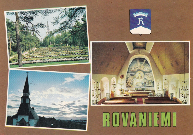 Rovaniemi. kirkko, vaakuna,  sommitelmakortti    b420