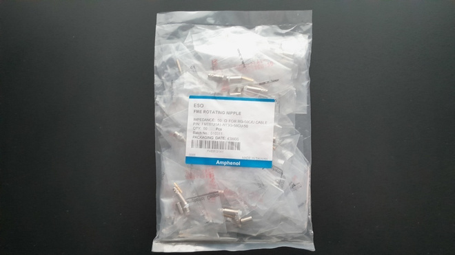 50 kpl Amphenol FME naaras liittimiä RG58 kaapelille, UUSIA