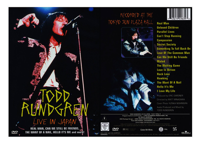 UUSI TODD RUNDGREN LIVE IN JAPAN DVD - ILMAINEN TOIMITUS !