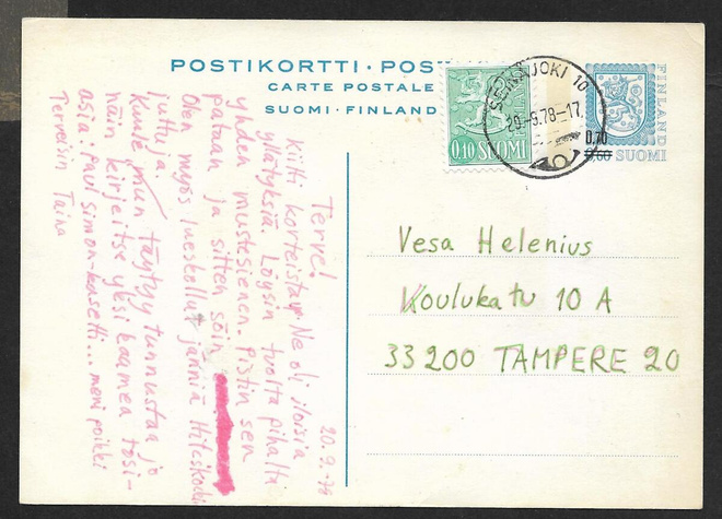 Postilähetys - Ehiö 0,70/0,60mk (LAPE 134) Seinäjoki 20.9.78