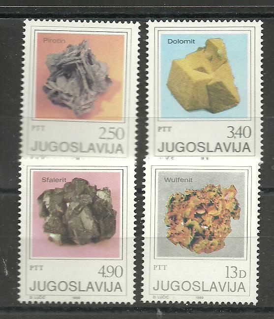 MINERAALIT geologia-aiheinen sarja JUGOSLAVIA 1980 **