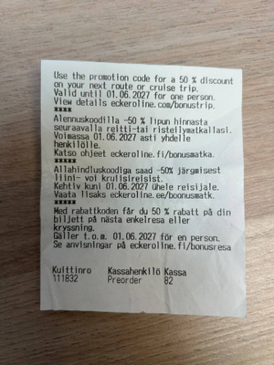 Eckerö Line bonusmatka koodeja
