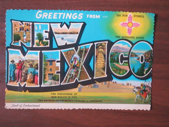 Greetings from New Mexico 1970-luku sommitelmakortti