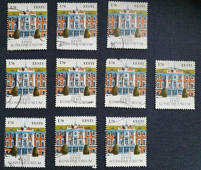 10 kpl EESTI KONSTIMUUSEUM 1,70 krooni postimerkit 1994