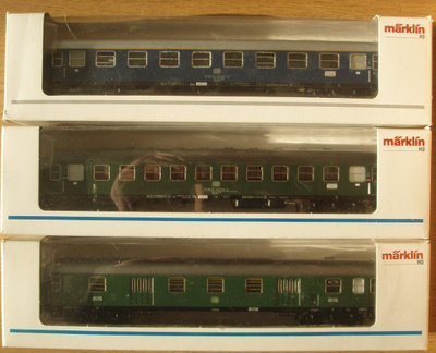 Märklin 3 DB pikajunanvaunua 24cm peltiä