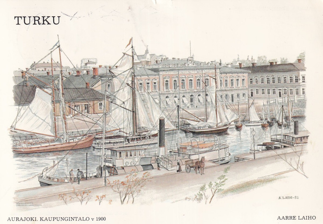Turku ,  Aurajoki, Kaupungintalo v 1900     b475