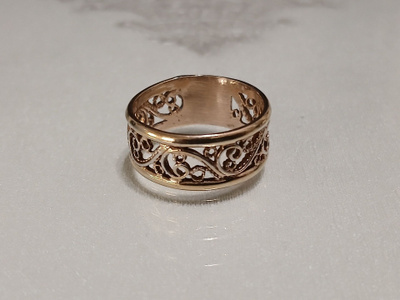 Vintage 18k kullattu Hopea Filigraani sormus 925