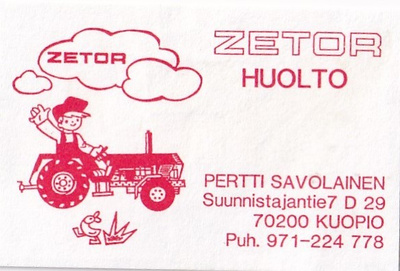 Kuopio, ZETOR huolto, Pertti Savolainen   b527