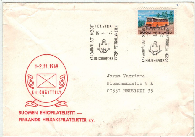 M63 1971 25p postiauto KANSAINVÄLISET MESSUT 1972  kuori