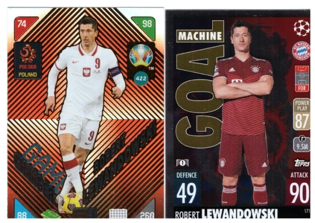2 x ROBERT LEWANDOWSKI Puola, Bayer Munchen, Jalkapallo Kort