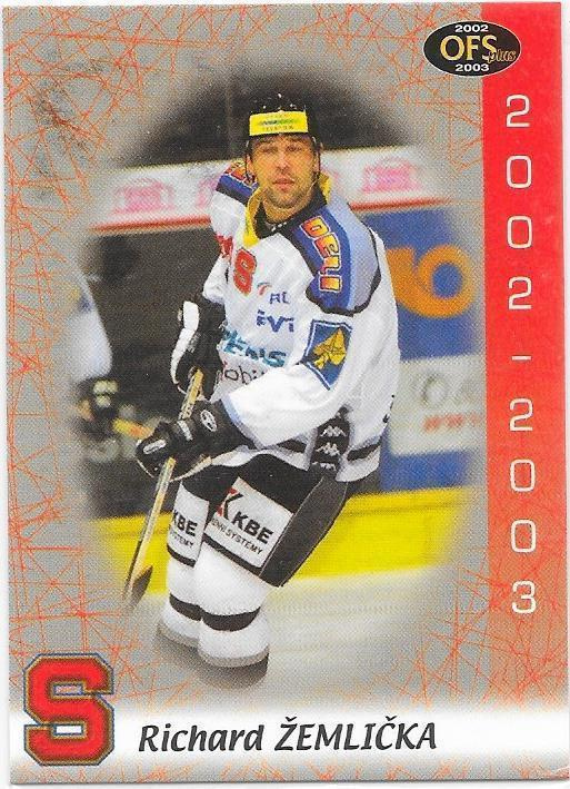 2002-03 OFS #22 Richard Zemlicka Sparta Praha ex TPS