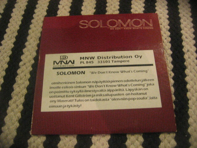 Solomon - We Don't Know What's Coming (promo cds)