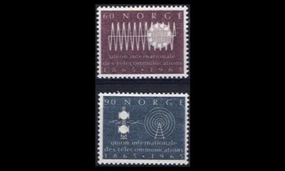 Norja 526-7 ** Kansainvälinen teleunioni 100v (1965)