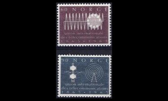 Norja 526-7 ** Kansainvälinen teleunioni 100v (1965)