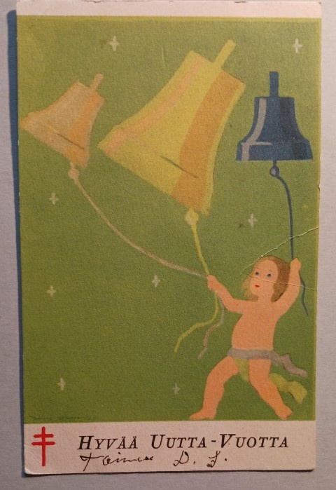 Uuden Vuoden lapsi soittaa kelloja, Tubi-kortti, p. 1934