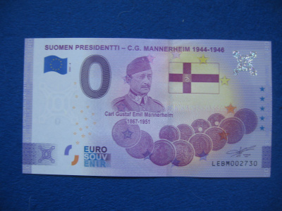 0-euron seteli: presidentti C. G. Mannerheim 1944-1946