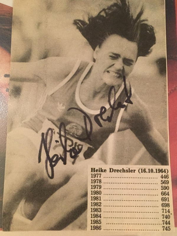 Heike Drechsler lehtikuva nimikirjoituksella