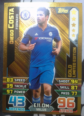 Diego Costa - Panini Adrenalyn XL 15/16 Limited Edition Gold
