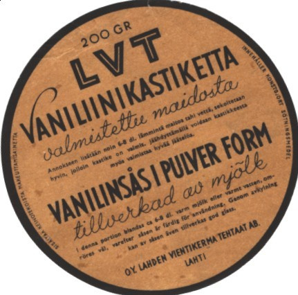 LAHTI  VANILIINI KASTIKE LAHDEN VIENTIKERMA OY ETIKETTI