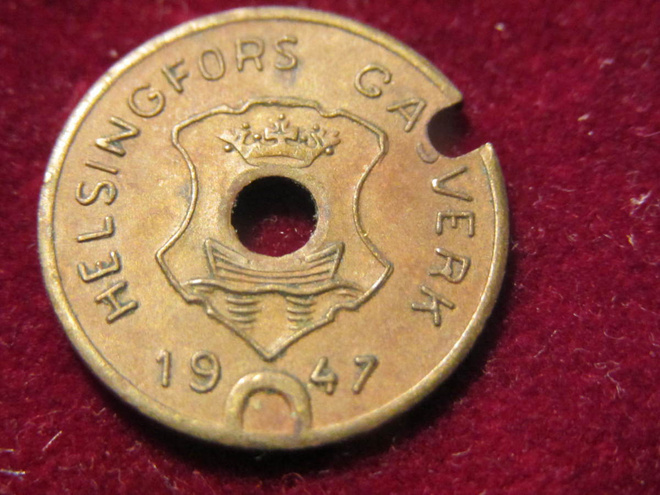 Helsingin kaasulaitos 1947. Kaasupoletti-Gas token
