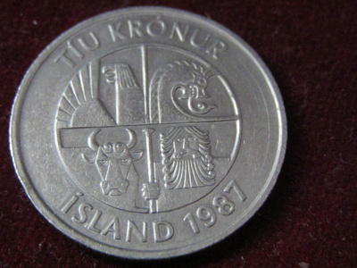 10 kronur 1987. Islanti-Iceland