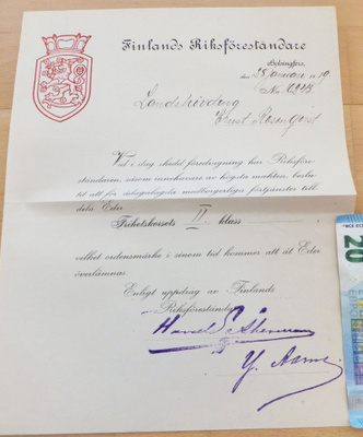 VANHA Luovari Vapaudenristi 1918 2. lk Tunnettu Henkilö