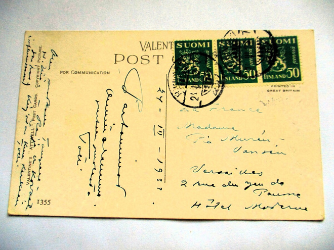 1933 Riihimäki kortti Ranskaan