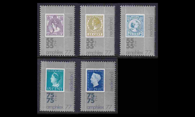 Alankomaat 1083-7 ** Postimerkkinäyttely AMPHILEX (1976)