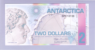 Antarctica 2 Dollars v.2008 UNC (polymer)