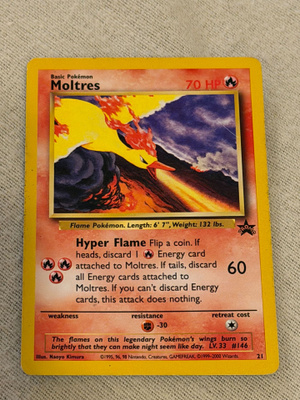 Moltres 21 Black Star Promo Pokémon Card Vintage WOTC