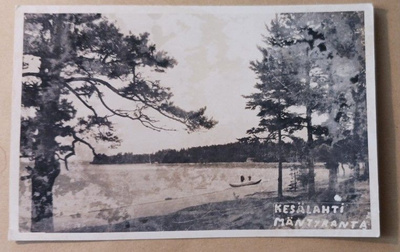 Kesälahti, Mäntyranta, soutelijat veneessä, vkpk, p. 1964