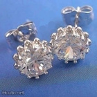 0377 .. 9K White Clear Pyöreä Crystal Kauniit .. Korvakorut - pikkukuva 1