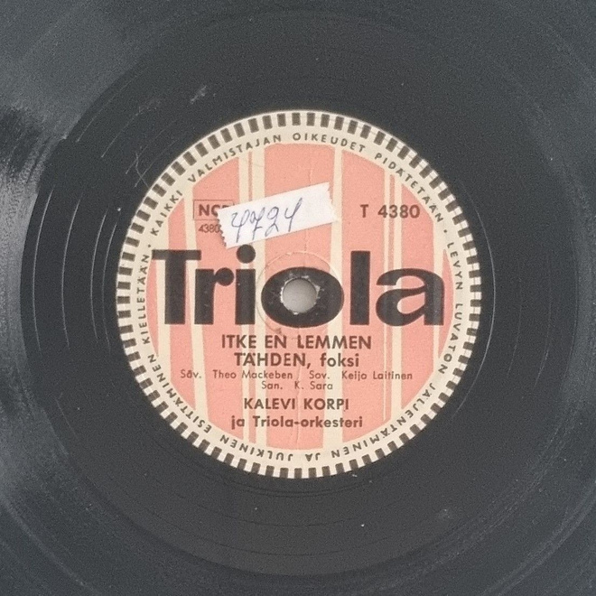 Savikiekko 1958 - Kalevi Korpi - Triola T 4380