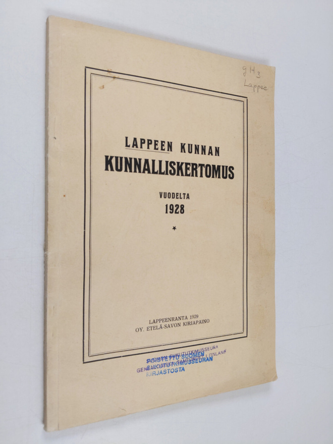 lappeen kunnan kunnalliskertomus vuodelta 1928