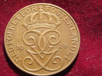 5 öre 1938. Ruotsi-Sweden